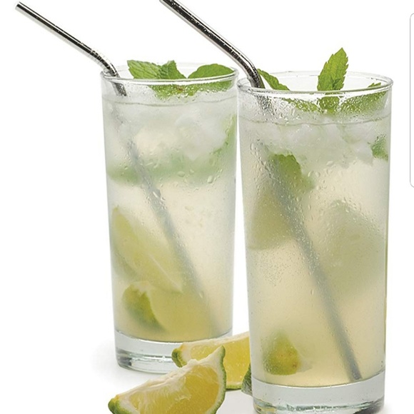 Other - 4 Bent Stainless Steel Straws Extra LONG